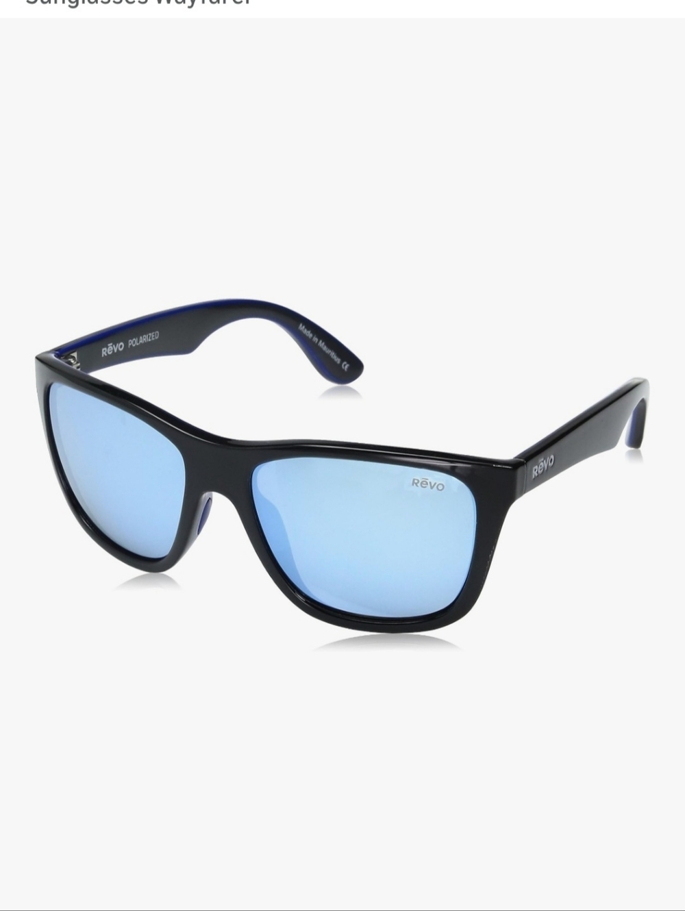 Men’s Black Frame Polarized Blue Mirror Sunglasses